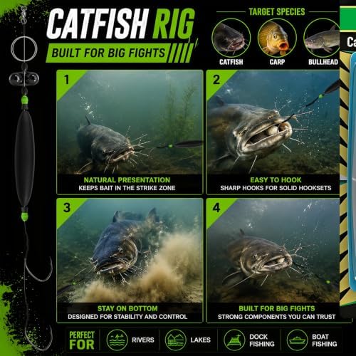 2 Pack Catfish Rigs, Black Floating Carp Fishing Rigs with Double Hooks, Inline Rattle Float Setup for Heavy-Duty Fishing, 0.70oz 1.06oz 1.41oz - Image 4