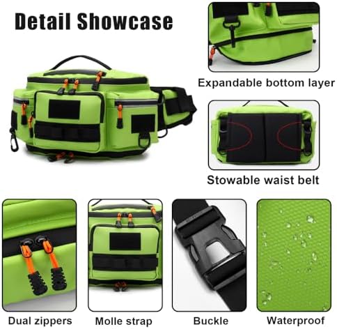 Fishing Tackle Bag, Waterproof Tackle Sling Pack with Adjustable Strap Reflective Fishing Waist Pack for Outdoor Anglers - Image 3