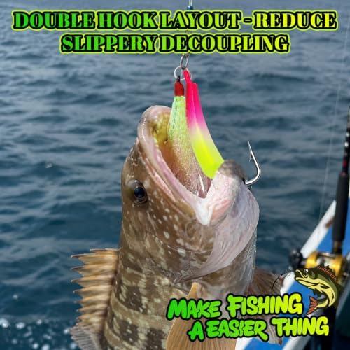 5 Pack Pompano Jigs with Teaser Hooks, Surf Fishing Jig Heads Saltwater Lure Banana Shape Stand Up O'Shaughnessy Beach Casting Pompano Whiting Flounder - Image 6