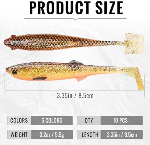 TRUSCEND Shadtale Easy Catch Soft Fishing Lures, Unique Vibration and Action for Various Rigs, Paddle Tail Swimbaits Trailer for Bass, Trout, Crappie, Walleye, Redfish, Saltwater & Freshwater Fishing - Image 2