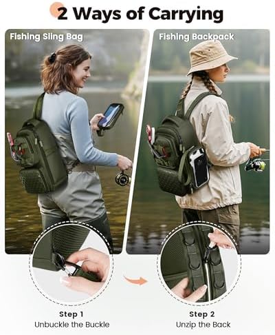 MATEIN Fishing Sling Bag with Phone Pouch, 3600 Tackle Box Backpack - Image 6