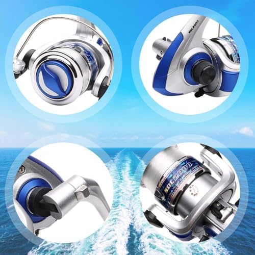 Portable Fishing Spinning Rod and Reel Combo Set Carbon Fiber Fluorescent Rod Tip, with Fishing Lures Line Carrier Bag Kits for Travel Surf Saltwater Freshwater - Image 7