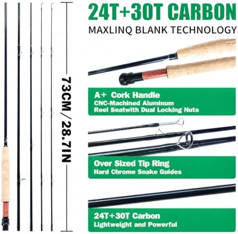 Fly Fishing Rod Combo, 4 Piece Portable 5/6WT Fly Rod with Extra Spare Tip, Pre-Loaded Fly Reel and Fly Line with Flies, Complete Starter Kit for Trout, Bass and Freshwater Fishing - Image 7