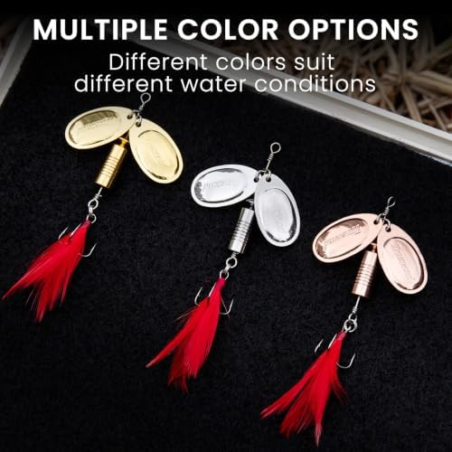 TRUSCEND Swim or Jig Fishing Spinner Baits for Freshwater and Saltwater, Rooster Tail Fishing Lures for Trout Bass Walleye Crappie Salmon Pike, Blade Bait with Copper Blade - Image 5