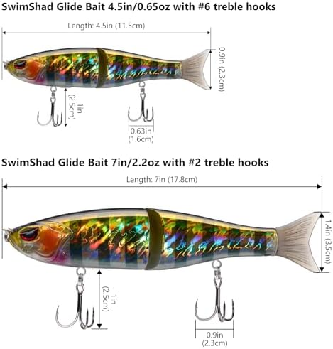 Bassdash SwimShad Glide Baits Jointed Swimbait Bass Pike Salmon Trout Muskie Fishing Lure - Image 2