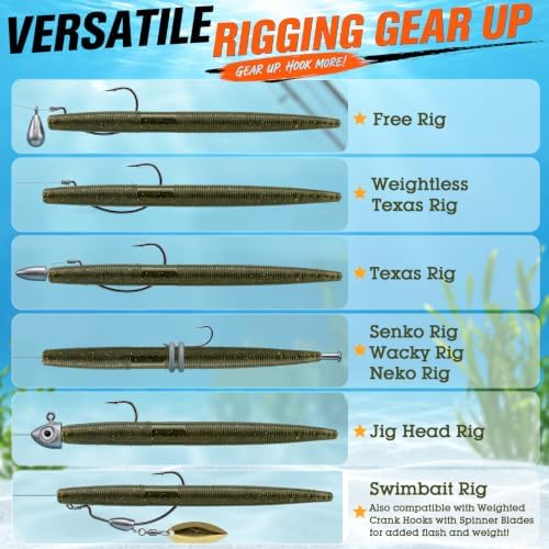 Vinsot 200 Pack Soft Plastic Bass Fishing Lures 5" - Image 4