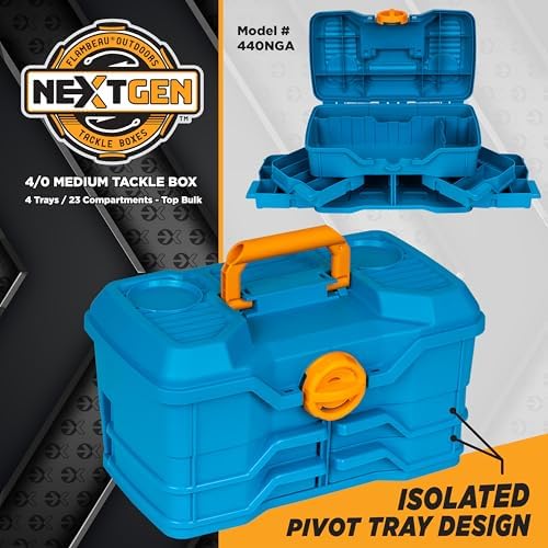 Flambeau Outdoors NextGen 4/0 M Tackle Box 4 Pivot Trays 23 Slots, Blue - Image 2