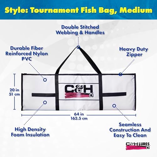 C&H Lures Fish Bag - Durable Fish Cooler, 36 in x 74 in, Large, White - Image 4