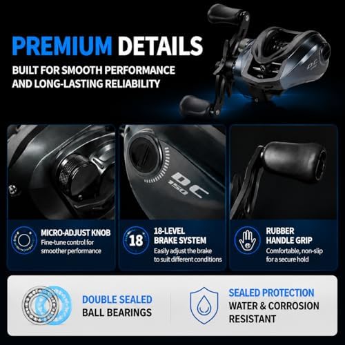 DC Baitcasting Reel with Smart Digital Brake, Anti-Backlash Fishing Reel with Signature DC Sound, Easy-Control 7.1:1 Baitcaster for Beginners & Bass Fishing - Image 6