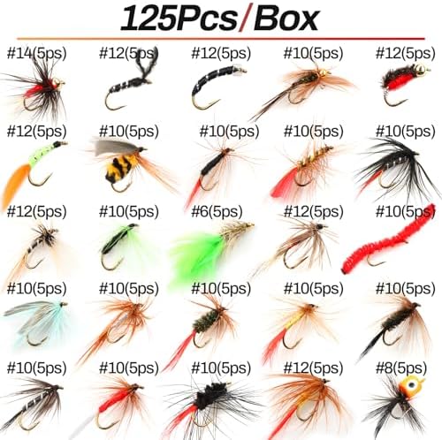 Fly Fishing Flies 125pcs Lures Bait Trout Bass Dry Nymphs Wooly Bugger Tenkara Assortment Kit for Trout Fish Gifts Men - Image 2