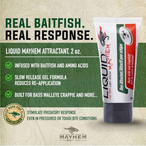 Liquid Mayhem Bass Fish Attractant Gel 60 ml / 2 oz · 60 Uses – Real Anchovy Bait & Aminos | UV-Enhanced Long-Lasting Gel – All Lure Types - Image 4