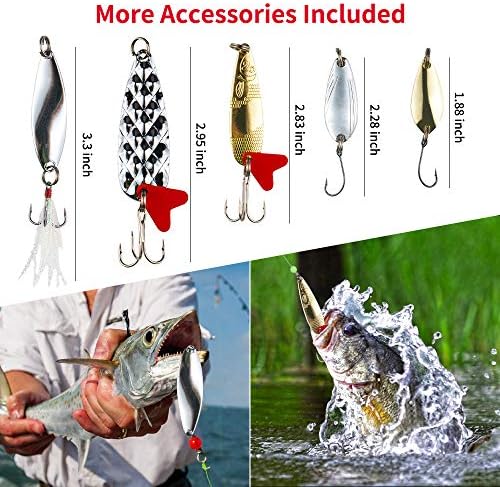 GOANDO Fishing Lures Kit for Freshwater Bait Tackle Kit for Bass Trout Salmon Fishing Accessories Tackle Box Including Spoon Lures Soft Plastic Worms Fishing Gifts - Image 5
