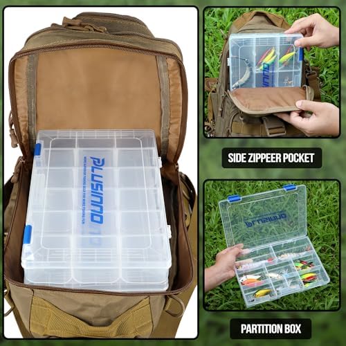 PLUSINNO Fishing Backpack Tackle Bag, Water-Resistant Backpack with Rod Holder, Ideal Gifts for Men - Image 5