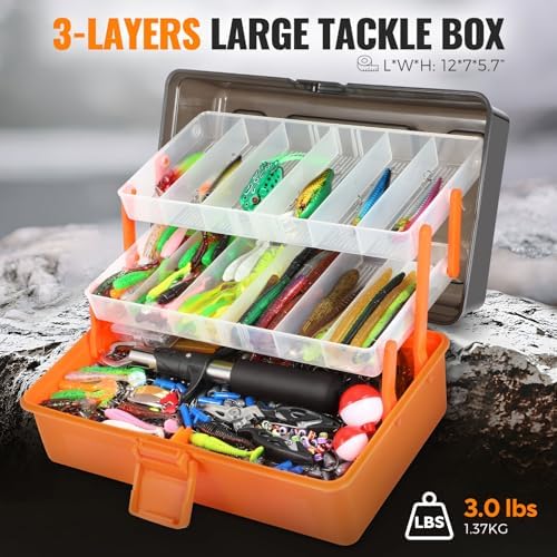 PLUSINNO Large 3 Layers Fishing Tackle Box Lures Kit with Tackle Included - Image 3