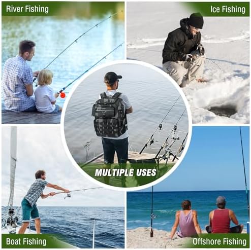 Fishing Backpack with 2 Rod Holders, Large Water Resistant Tackle Storage Bag for Fishing Gear, Fishing Bag Gifts for Men - Image 7