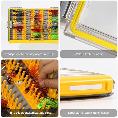 RUNCL 3700 Jig Tackle Storage, Waterproof Floating Lure Storage Box with Adjustable Dividers, Clear Rust-Proof Utility Tray for Terminal Tackle, Hooks and Sinkers - Image 4