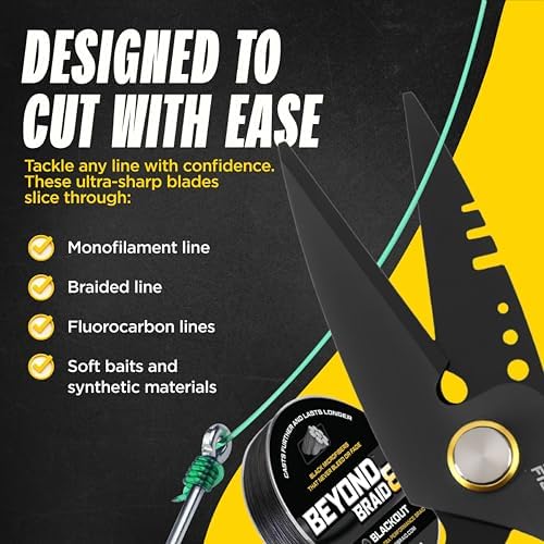 Beyond Fishing 6.5" Pro Fishing Shears Dual Serrated Blades, Fishing Braided Line Scissors with Titanium Coating, Non-Slip Grip & Multifunction Tool, Includes Hard Molded Locking Sheath - Image 3