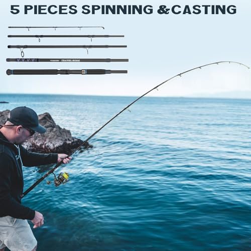 THKFISH 4 Piece/5 Piece Saltwater Travel Rod, Heavy Spinning Fishing Rod Portable Travel Surf Rod Carbon Fiber Saltwater Boat Fishing Rod 6’9”/7’9”/8’9” with Case Bag for Seawater Fish - Image 7