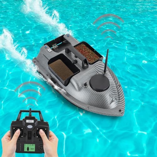 RC Bait Boat, 600m/1968ft Long-Distance Control Surf Fishing Bait Boat 4.4LBS Loading Capacity with Dual 5200mAh Battery and LCD for Lake/Ocean Angling, Auto Navigation (Gray) - Image 3