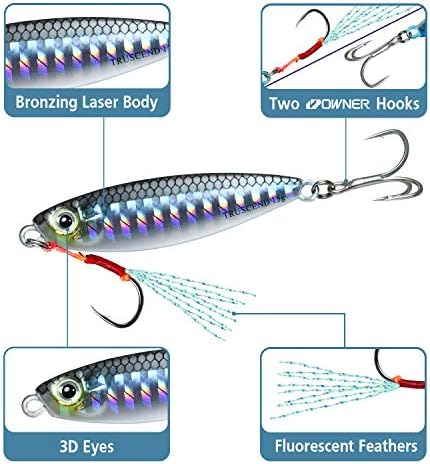 TRUSCEND Metal Fishing Jigs Lures with Hand-Polished, Colorfully Reflective Lead Fishing Spoons Glow Hard Swimbaits for Bass, Walleye, Trout, Salmon, Freshwater & Saltwater Fishing Gear Gifts for Men - Image 2