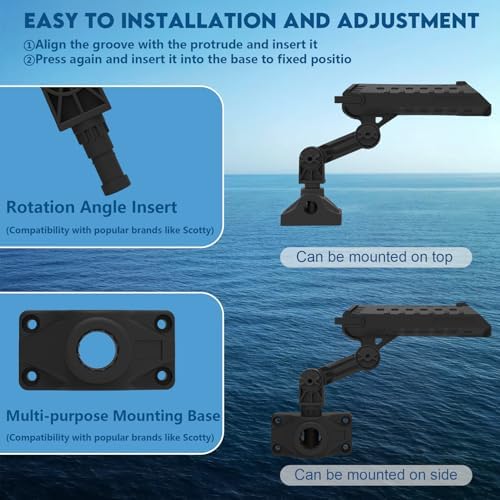 Fishing Rod Holder for Kayak & Boat with Side Deck Mount, 360 Degree Adjustable, Compatible with Spinning, Casting, Fly Reels - Image 6