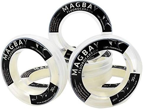 MagBay Lures 100% Pure Fluorocarbon Leader Line - Saltwater & Freshwater Invisible Fluorocarbon Fishing Leader Line, Strong Performance 150, 130, 100, 80, 60 & 40 lbs 33 Yard by MagBayLures