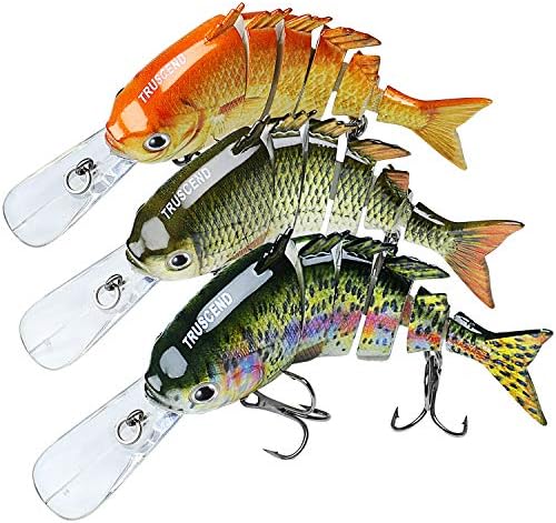 TRUSCEND Swimmax Easy Catch Fishing Lures with BKK Hooks, Wiggling, Vibrating, Rattling and Gurgling for More Bite, Heavy-Duty Dyneema Fiber Jointed Swimbaits for Bass, Trout, Walleye, Crappie, Pike by TRUSCEND