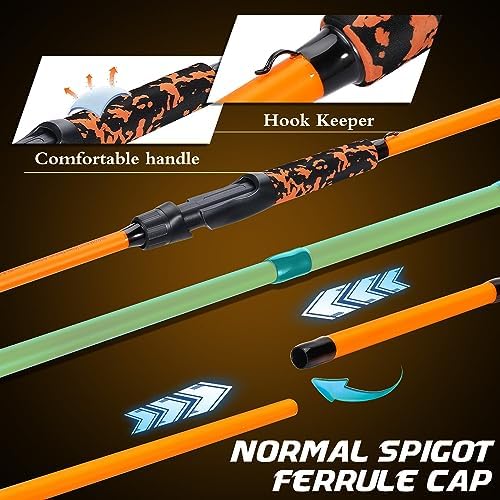Sougayilang IM7 Graphite Fishing Rod – 2-Piece Casting & Spinning, Medium/Medium Heavy Power, Stainless Steel Guides with Zirconium Rings, EVA Handle & Hook Keeper for Bass, Trout, Walleye, Catfish - Image 5