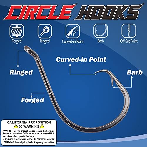 XFISHMAN Circle Hooks - Octopus Hooks Saltwater - 50 Pack #1 12/0 - Image 2