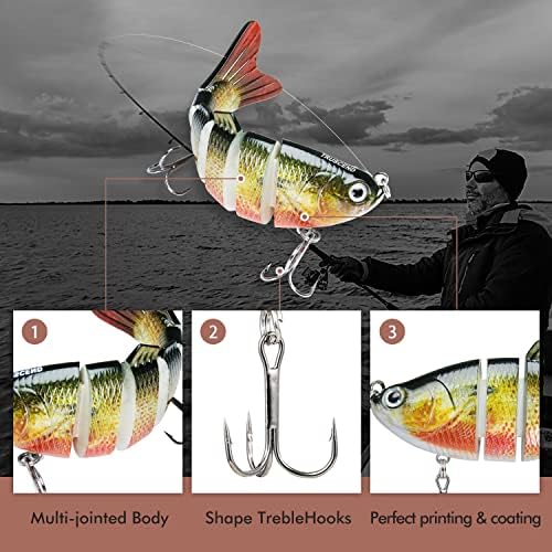 TRUSCEND Swimmax Easy Catch Fishing Lures with BKK Hooks, Wiggling, Vibrating, Rattling and Gurgling for More Bites, Heavy-Duty Dyneema Fiber Jointed Swimbaits for Bass, Trout, Crappie, Walleye, Pike - Image 3