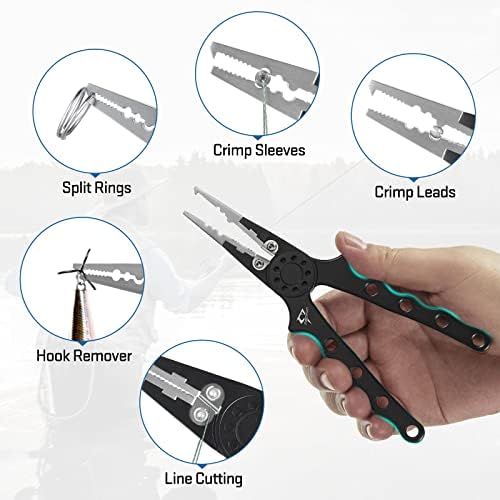 Piscifun Saltwater Fishing Pliers, Aluminum, Split Ring, Braid Cutter - Image 3