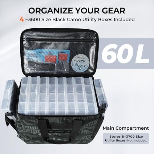 KastKing BaitSpace Tackle Bag with Removable Bait Binder, 4 Tackle Boxes - Image 3