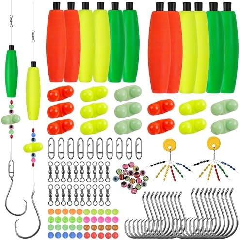 Catfish Rig Catfishing Tackle Making Kit,131/139pcs Santee Cooper Rigs with Circle Hooks Peg Floats Bobber Stoppers Swivels Rattle Bell Beads Catfishing Gear Equipment by JOGFFDE