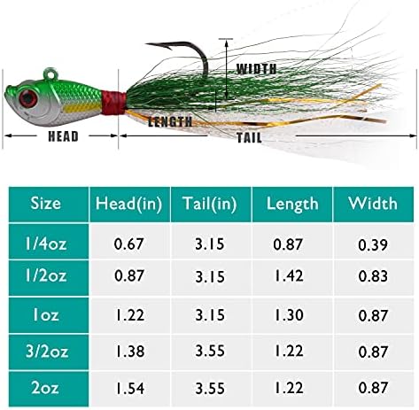 Bucktail Jigs Saltwater Lures,3/5PCS Bucktail Hair Jigs Head Fishing Lure Baits Assorted Kit for Bass Striper Bluefish Surf Fishing 1/4oz 1/2oz 1oz 1.5oz 2oz - Image 4