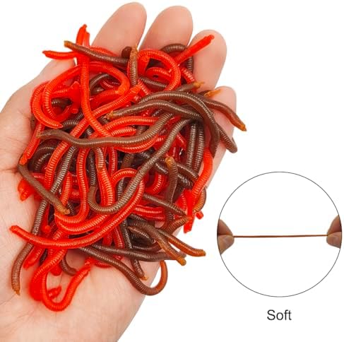 100 Pcs 3.3inch Soft Worms Fishing Lure Baits, Earthworm Baits Lifelike Fake Bloodworm,Fresh Water Fishing Bait - Image 3