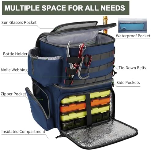 MATEIN Fishing Backpack, Tackle Storage Bag with Rod Holders & Cooler - Image 5