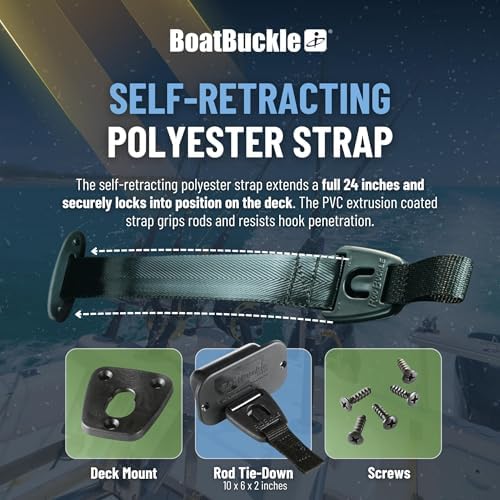 BoatBuckle 24-Inch Self-Retracting Fishing Rod Holder for Boat - Image 5