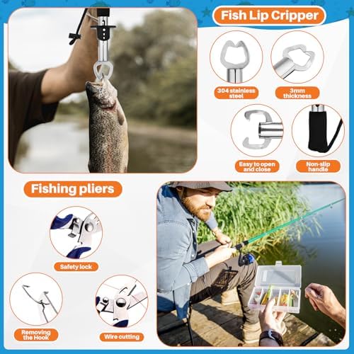 MiniInflat Telescopic Fishing Rod and Reel Combo, 6.89ft 2pcs Collapsible Rod with Plier Lip Gripper Lures Carrier Bag Pre-Loaded Spinning Reel Saltwater Freshwater Fishing Pole Kit - Image 3