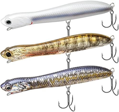 TRUSCEND Top Water Fishing Lures with BKK Hooks, Easy Catch Plopper Lure for Freshwater or Saltwater, Floating Lures for Bass, Pike, Catfish, Surface Wobble PoPobait Bass Baits Fishing Gifts for Men by TRUSCEND