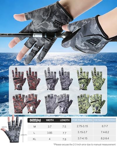 Camo Fishing Gloves for Women Men UV Sun Protection, 3 Fingers Open - Image 5