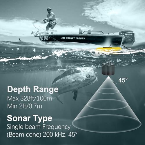 LUCKY Kayak Portable Fish Finder Transducer Handheld LCD Fishing Depth Finders Water Castable Boat Fish Sonar Boat Bank Ice Fishing FF168-T - Image 2