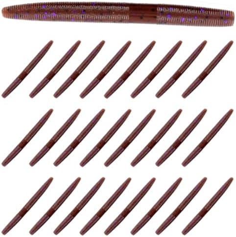 Reaction Tackle Wacky Worms, 5.5 Inch Salt Impregnated Soft Plastic Stick Bait Bass Fishing Lures for Finesse, Wacky, Neko, Texas and Carolina Rigs, 24 Pack by ReactionTackle