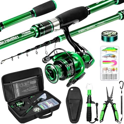 Ghosthorn Telescopic Fishing Rod and Reel Combo,Spinning Travel Kit by Ghosthorn