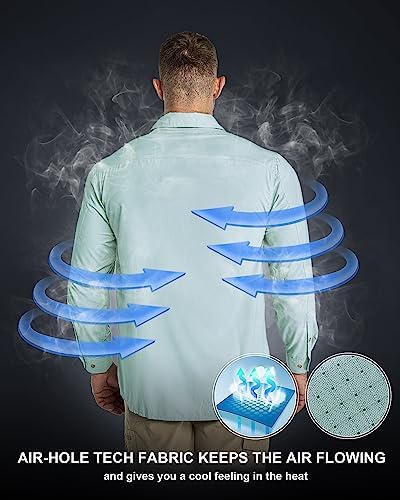33,000ft Men's Long Sleeve Sun Protection Shirt UPF 50+ UV Quick Dry Cooling Fishing Shirts for Travel Safari Camping Hiking - Image 2