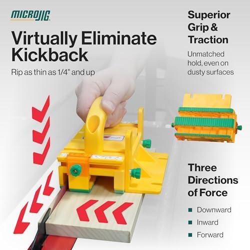 GRR-RIPPER+ by Microjig. Includes SafeRip Kit. Fully Adjustable 3D Push Block for Table Saws, Router Tables, Band Saws, and Jointers. (SKU: GR-100+) Yellow/Green - Image 3