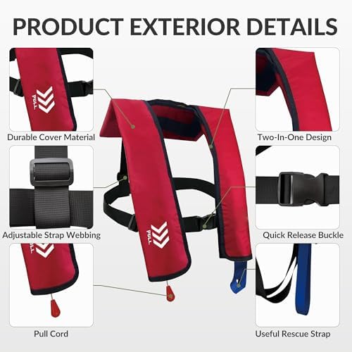 Inflatable Life Jackets for Adults Automatic Life Vests PFD Low Profile Load Capacity Up to 330lbs - Image 4