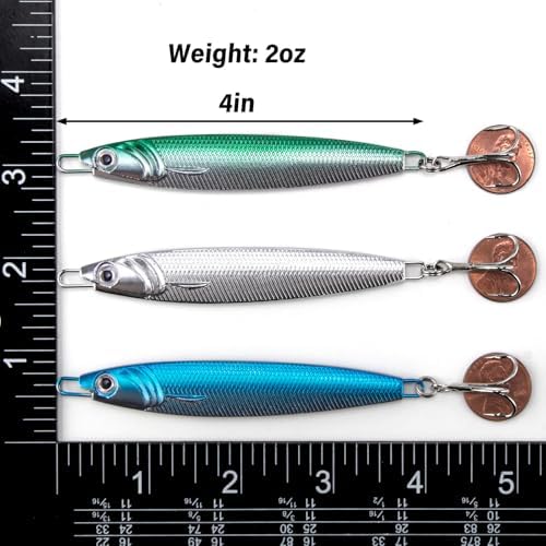 Dr.Fish Fishing Jigs Jigging Spoon Saltwater Fishing Lure Casting Metal Spoon Surf Fishing Mackerel Striper Lures Stinger Bluefish Vertical Diamond Jig - Image 2