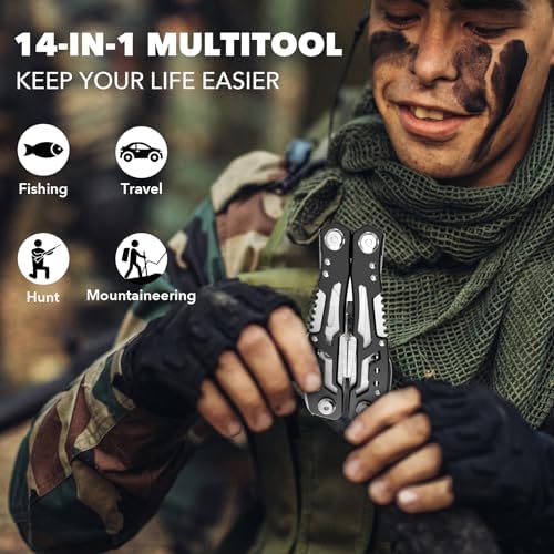 14-In-1 Multitool with Safety Locking, Professional Stainless Steel Multitool Pliers Pocket Knife, Bottle Opener, Screwdriver with Nylon Sheath ，Apply to Survival,Camping, Hunting and Hiking 6 Pcs - Image 6