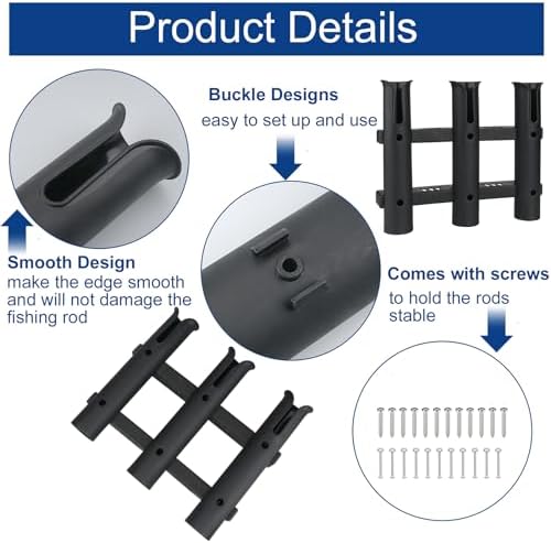 Fishing Rod Holders 6Tubes Boat Rod Holders with Screws - Image 2