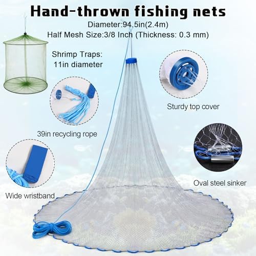 3 Pcs Fishing Bucket, Live Bait Aerator and Fishing Cast Net with Heavy Duty Sinker Foldable Live Bait Bucket Portable Quiet Aerator Fish Transport Container Outdoor EVA Bag - Image 4